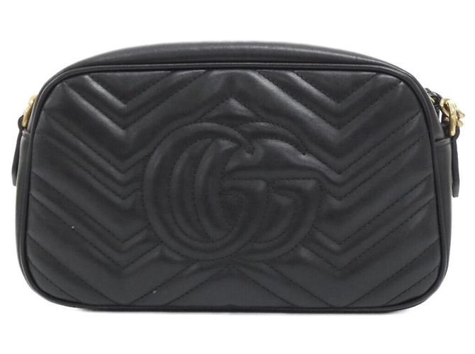 Borsa a tracolla Gucci GG Marmont in pelle nera Nero - vista 2