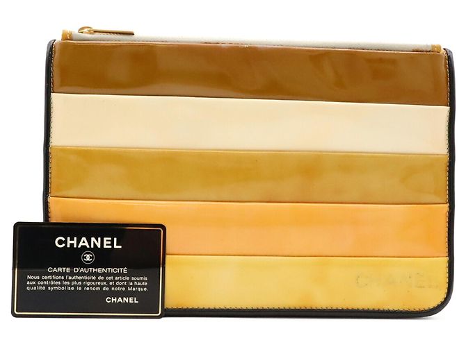 Bolso de mano a rayas CHANEL Negro Multicolor Amarillo - vista 10