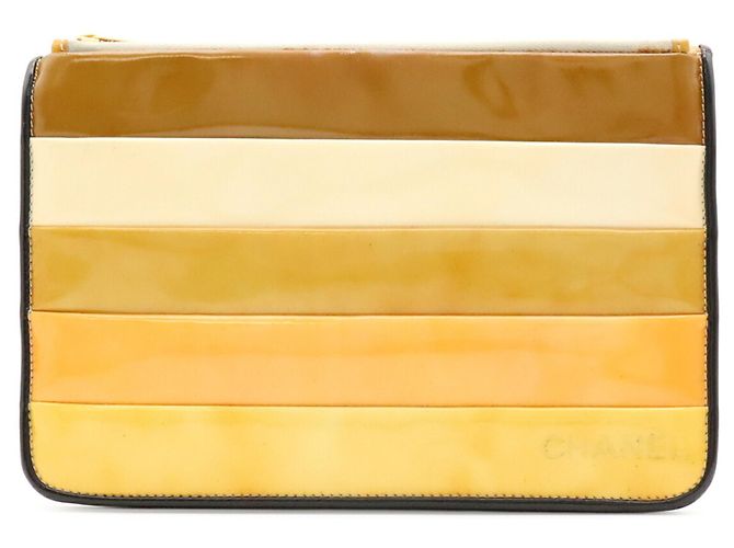 Bolso de mano a rayas CHANEL Negro Multicolor Amarillo - vista 2
