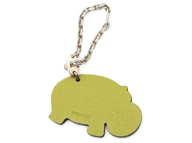 Hermès Portachiavi in pelle di capra Hermes marrone e verde - vista 3