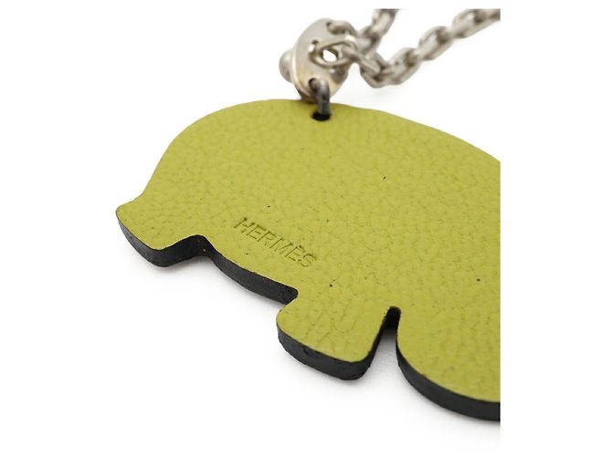 Hermès Portachiavi in pelle di capra Hermes marrone e verde - vista 5