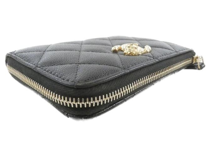 Monedero Chanel de piel de becerro granulado negro - vista 3