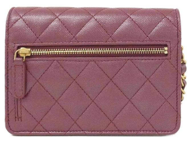 Chanel AP3480 Bordeaux Grained Calfskin Chain Shoulder Wallet Bordò - vista 2