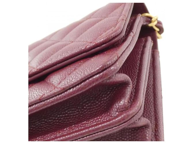 Chanel AP3480 Bordeaux Grained Calfskin Chain Shoulder Wallet Bordò - vista 3