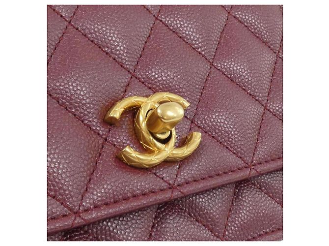 Chanel AP3480 Bordeaux Grained Calfskin Chain Shoulder Wallet Bordò - vista 4
