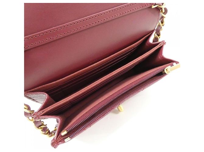 Chanel AP3480 Bordeaux Grained Calfskin Chain Shoulder Wallet Bordò - vista 8