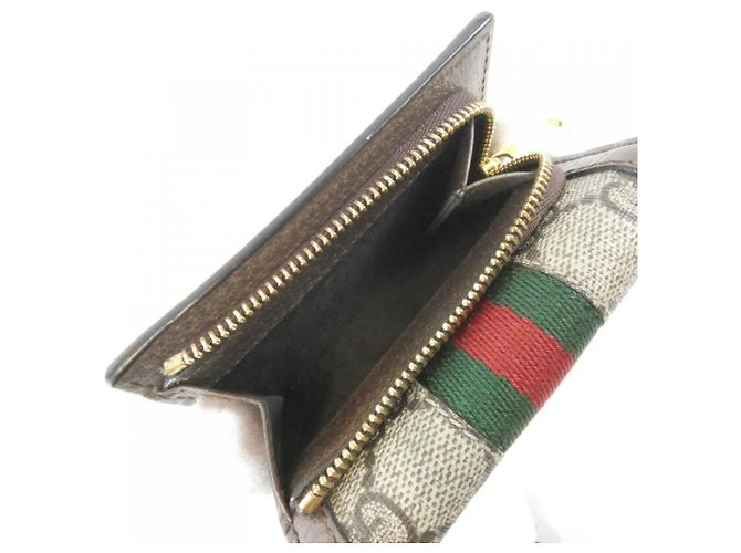 Cartera tríptico Gucci Ophidia Castaño Beige - vista 8