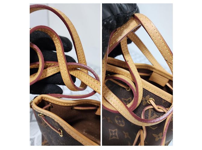 LOUIS VUITTON Monogram Nano Noe Borsa a Secchiello/Crossbody Marrone/Beige Monogramma - vista 10