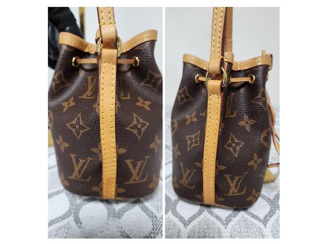 LOUIS VUITTON Monogram Nano Noe Borsa a Secchiello/Crossbody Marrone/Beige Monogramma - vista 8