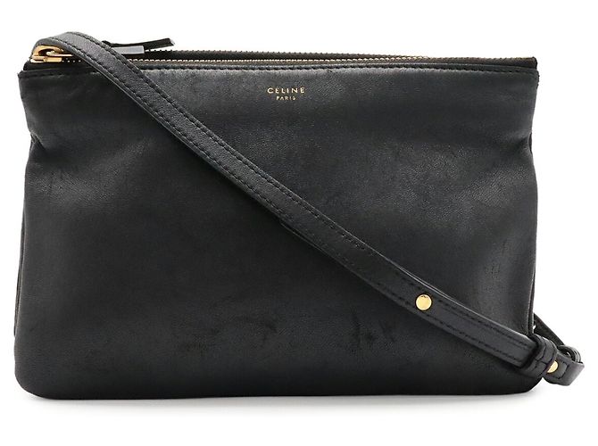Céline Borsa a tracolla Trio Small in pelle nera Celine Nero - vista 2