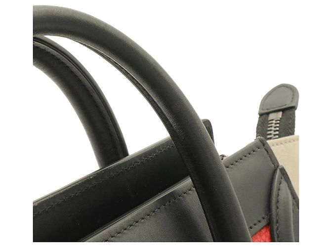 Céline Borsa Celine Luggage Nano Shopper Nero Rosso Grigio - vista 6