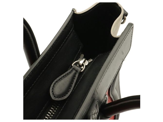 Céline Borsa Celine Luggage Nano Shopper Nero Rosso Grigio - vista 8