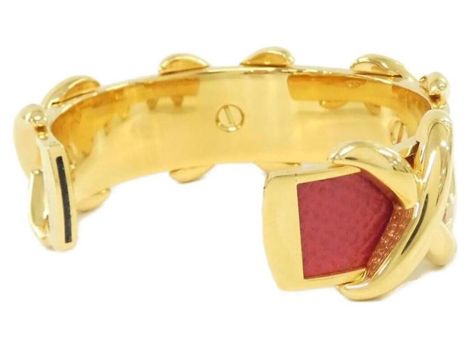 Hermès Pulsera de cuero Courchevel Rouge Vif Hermes Roja - vista 2