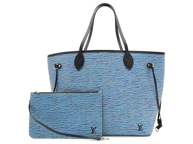 Borsa Tote Louis Vuitton Epi Denim Neverfull MM Blu - vista 2