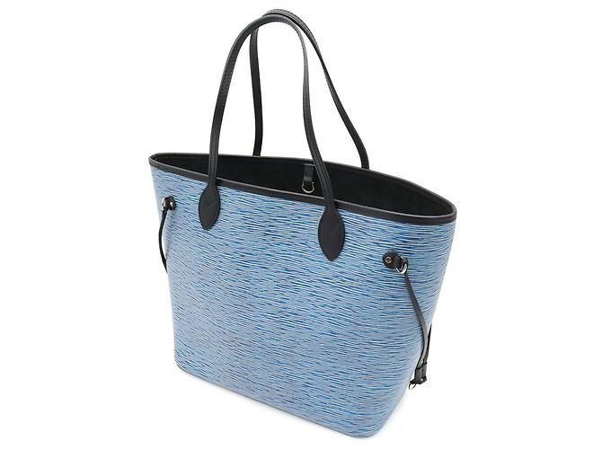 Borsa Tote Louis Vuitton Epi Denim Neverfull MM Blu - vista 3