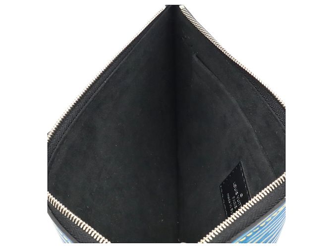 Borsa Tote Louis Vuitton Epi Denim Neverfull MM Blu - vista 9