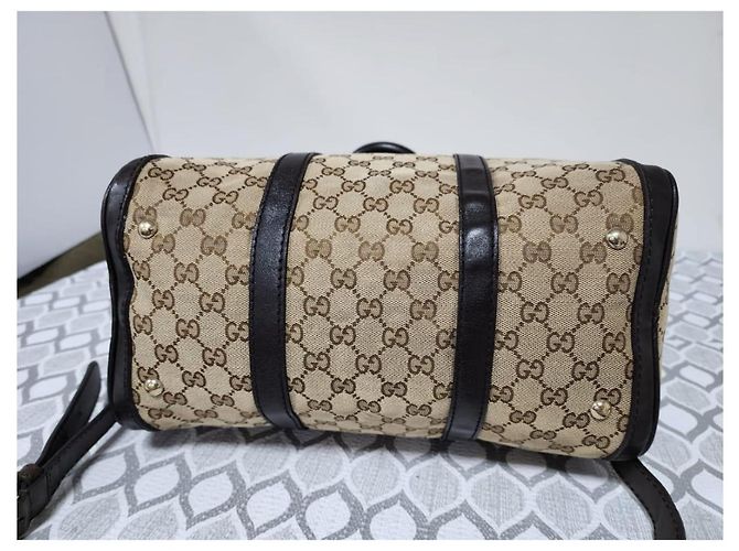 Borsa Boston GUCCI GG Canvas Media Beige/Marrone - vista 10