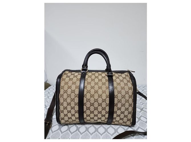 Borsa Boston GUCCI GG Canvas Media Beige/Marrone - vista 17
