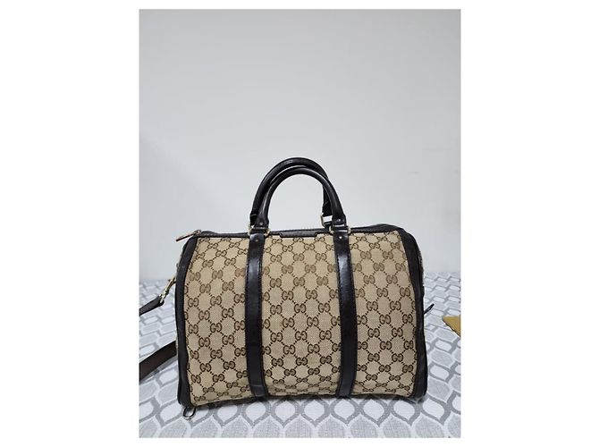 Borsa Boston GUCCI GG Canvas Media Beige/Marrone - vista 3
