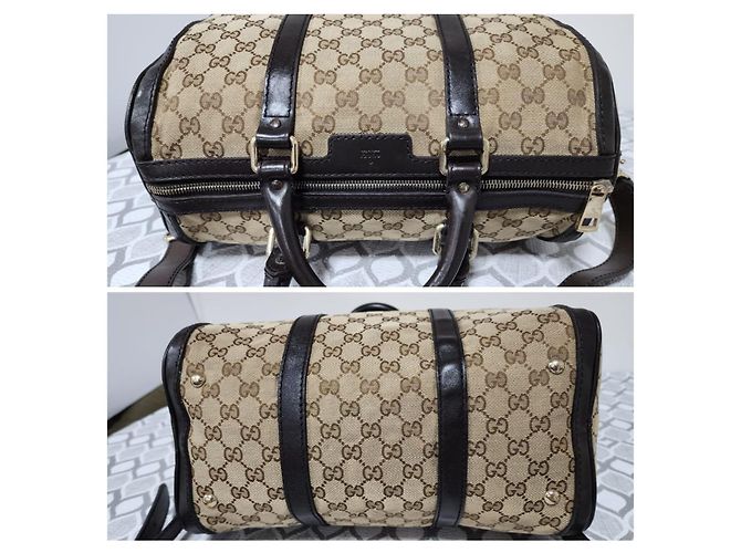 Borsa Boston GUCCI GG Canvas Media Beige/Marrone - vista 9