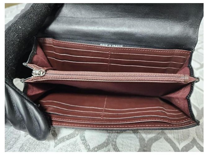 CHANEL Portefeuille Large Flap en agneau matelassé Noir - vue 11