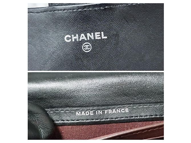CHANEL Portefeuille Large Flap en agneau matelassé Noir - vue 3