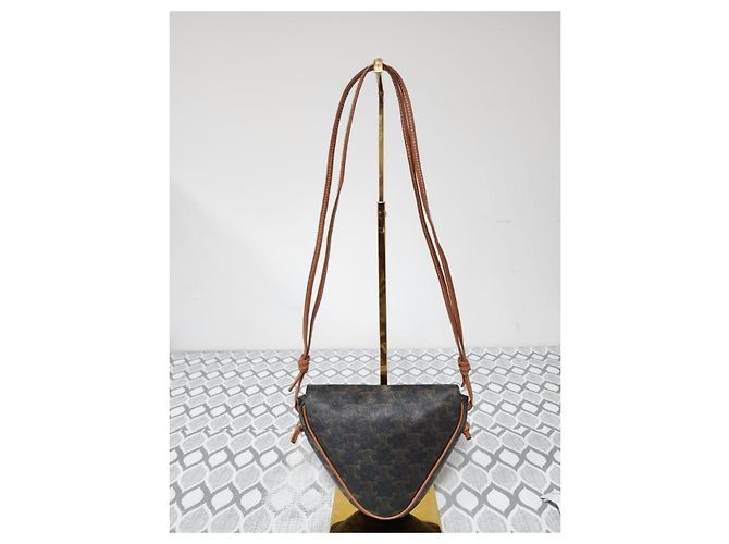 Céline Borsa a Spalla CELINE Triomphe Canvas Brown/Beige Marrone Monogramma - vista 3