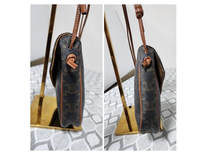 Céline Borsa a Spalla CELINE Triomphe Canvas Brown/Beige Marrone Monogramma - vista 5