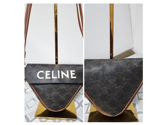 Céline Borsa a Spalla CELINE Triomphe Canvas Brown/Beige Marrone Monogramma - vista 6