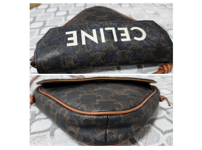 Céline Borsa a Spalla CELINE Triomphe Canvas Brown/Beige Marrone Monogramma - vista 8