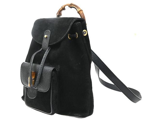 Gucci Vintage Bamboo Suede Small Schwarz - Ansicht 3