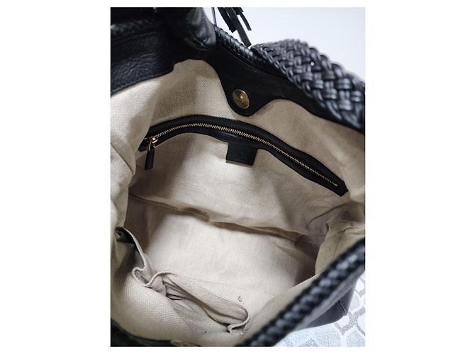 GUCCI Borsa Hobo Marrakech in pelle di vitello martellata Media Nera Nero - vista 10