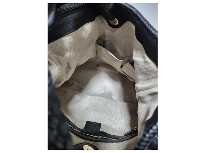 GUCCI Borsa Hobo Marrakech in pelle di vitello martellata Media Nera Nero - vista 11
