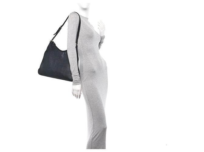 GUCCI Borsa Hobo Marrakech in pelle di vitello martellata Media Nera Nero - vista 12