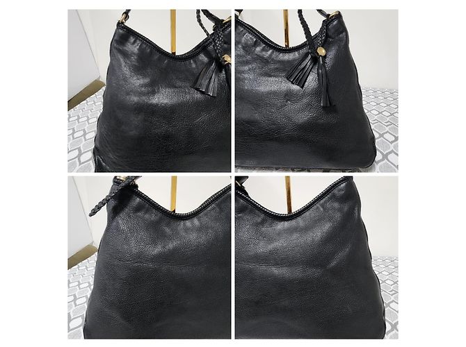 GUCCI Borsa Hobo Marrakech in pelle di vitello martellata Media Nera Nero - vista 5