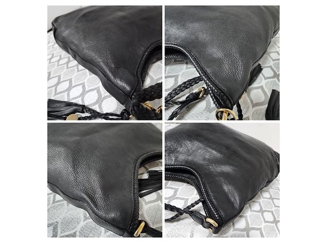 GUCCI Borsa Hobo Marrakech in pelle di vitello martellata Media Nera Nero - vista 9