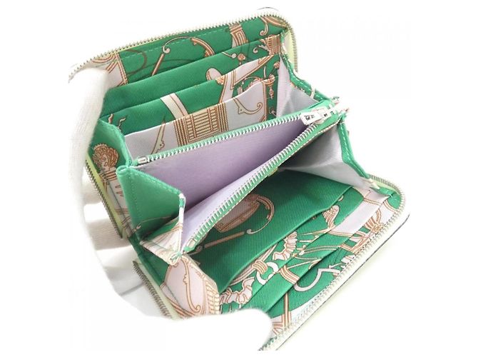 Cartera compacta de seda Hermès EX-LIBRIS Verde claro - vista 3