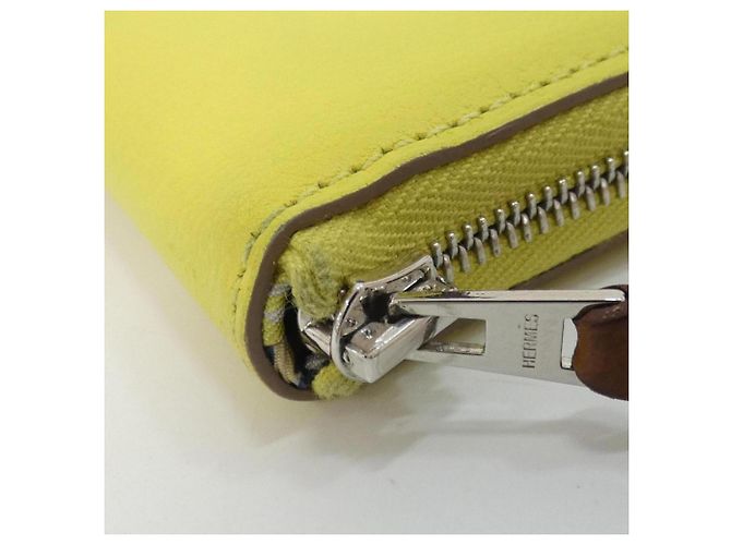 Hermès Hermes EN LIBERTE Cartera compacta de seda Dorado Amarillo - vista 5