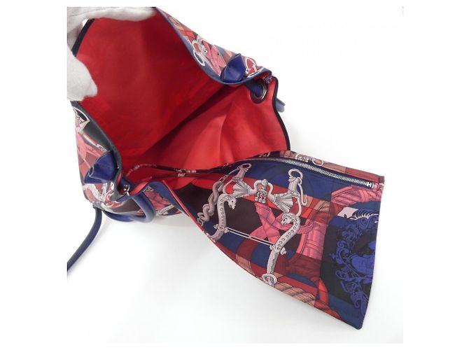 Hermès Borsa a tracolla Hermes DELLA CAVALLERIA Silky City PM Rosa Blu - vista 7