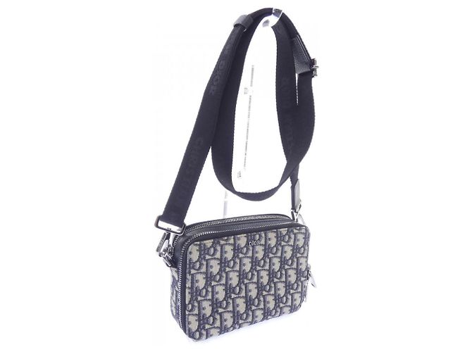 Pochette con zip Christian Dior Beige Blu navy - vista 2