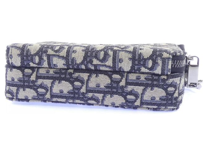 Pochette con zip Christian Dior Beige Blu navy - vista 4