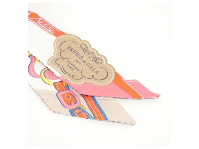 Hermès Sciarpa Twilly Twins BRIDES DE GALA Hermes Bianco Multicolore - vista 2