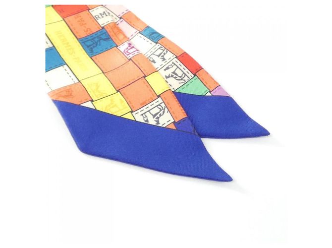Hermès Hermes BOLDUC AU CARRE Twilly Schal Blau Mehrfarben - Ansicht 2