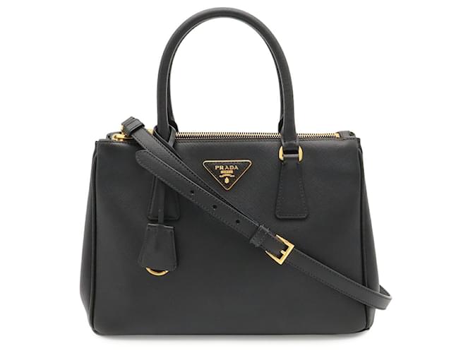 Borsa Galleria Medium con Triangolo Prada Nero - vista 2