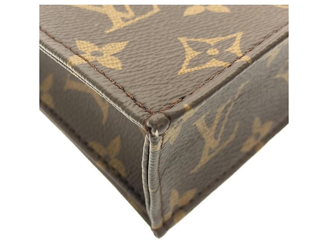 Borsa Louis Vuitton Monogram Petite Sac Plat Marrone - vista 4