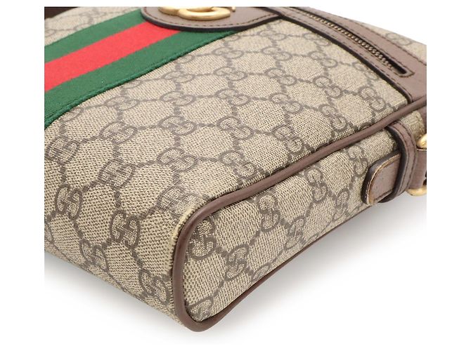 Borsa GUCCI Ophidia GG Small Marrone Rosso Beige Verde Giallo - vista 4