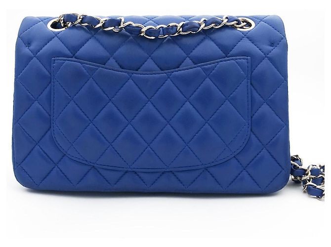 Timeless Borsa a patta classica media Chanel in agnello trapuntato blu - vista 18