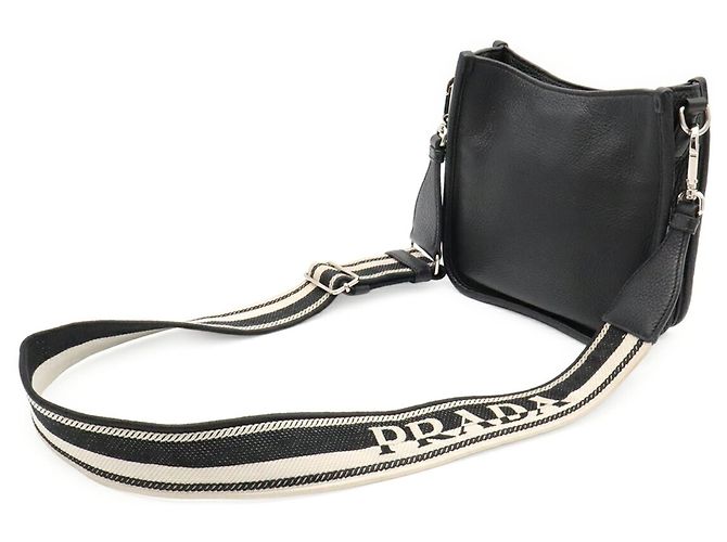 Mini borsa a tracolla Prada Vitello Daino Nero - vista 3