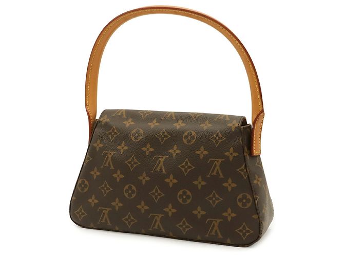Borsa a tracolla Louis Vuitton Monogram Mini Looping Marrone - vista 3