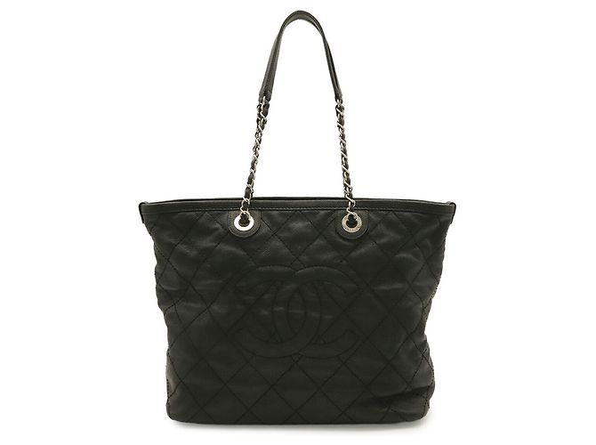 Borsa Tote Chanel Matelassé Coco Mark Chain Nero - vista 2